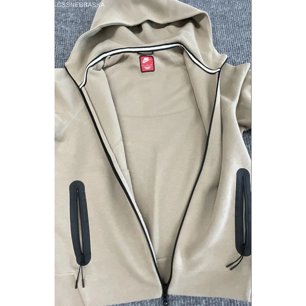 Nike Men's Tech Fleece Windrunner Full Zip Hoodie Tan FB7921-247 Sz M